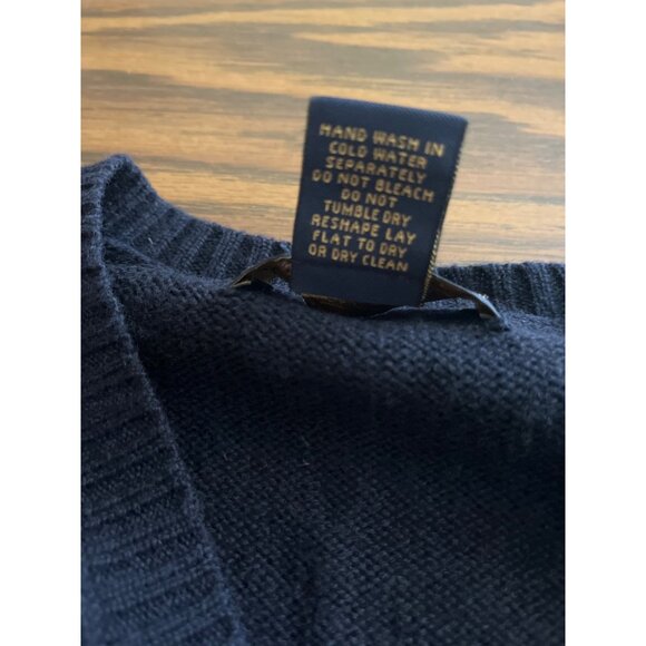 Brooks Brothers extra fine Italian lambs wool black V-neck sweater size XL - Picture 3 of 5